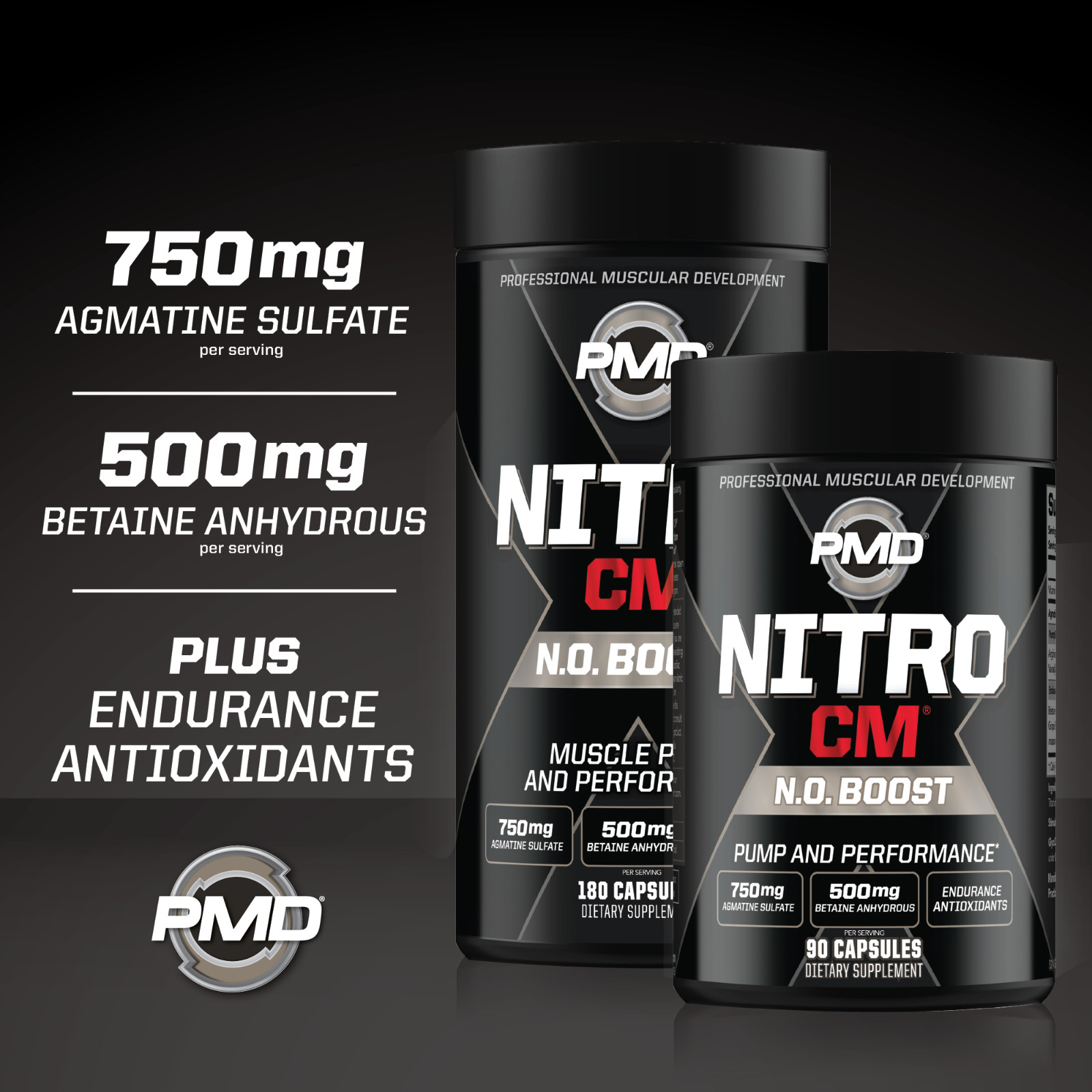 NITRO CM – Nitric Oxide Formula for Muscle Pumps & Performance – (180 Capsules)