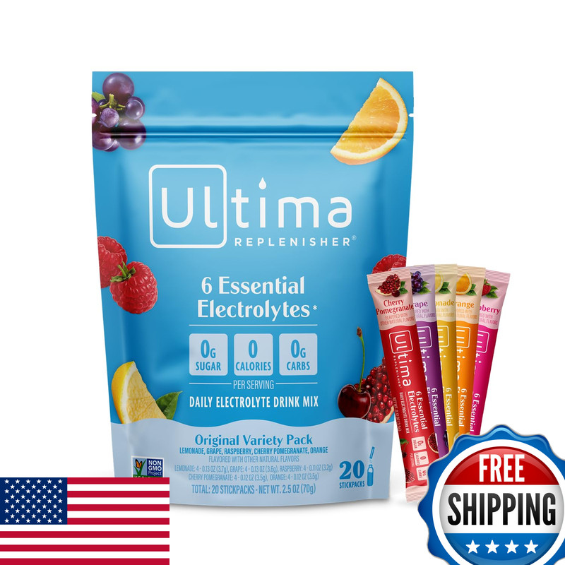 Ultima Replenisher Daily Electrolyte Powder Drink Mix Sugar Original Variety 20