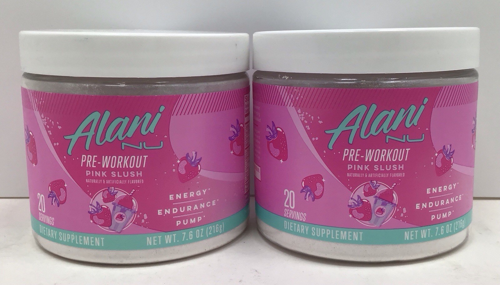 2X ALANI NU PRE-WORKOUT PINK SLUSH 20 SERVINGS EACH EXP 02/2027+ SEALED