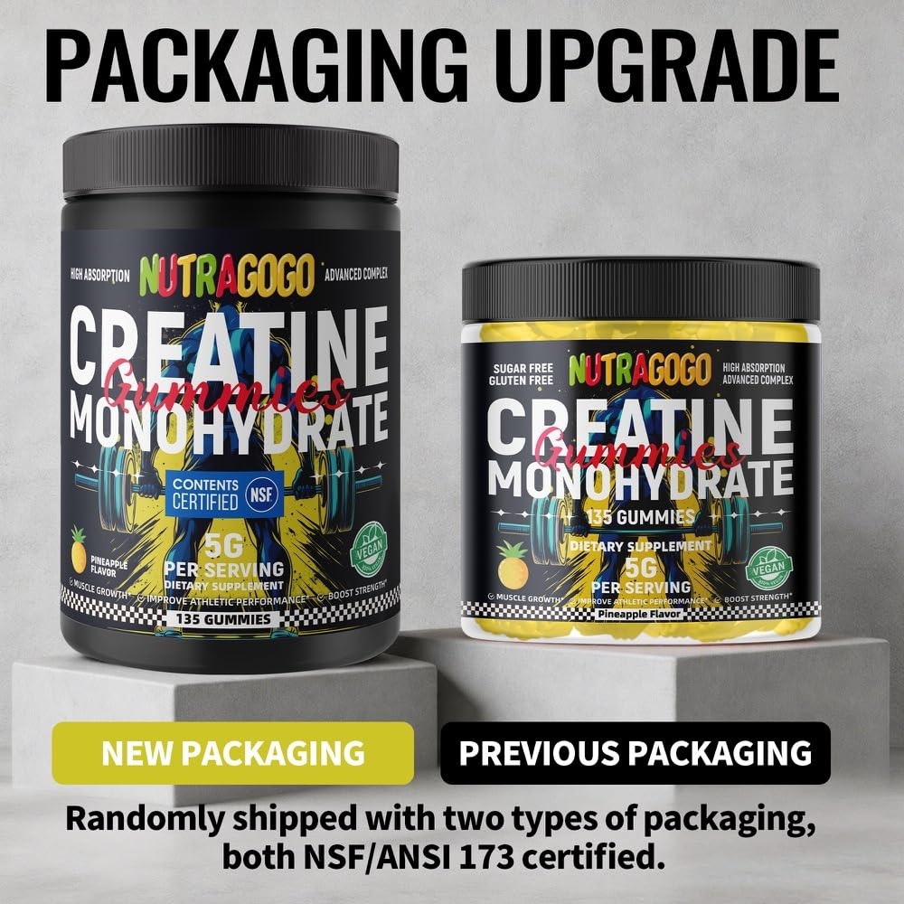 NUTRAGOGO NSF Certified Creatine Gummy Creatine Monohydrate Gummies for Men …