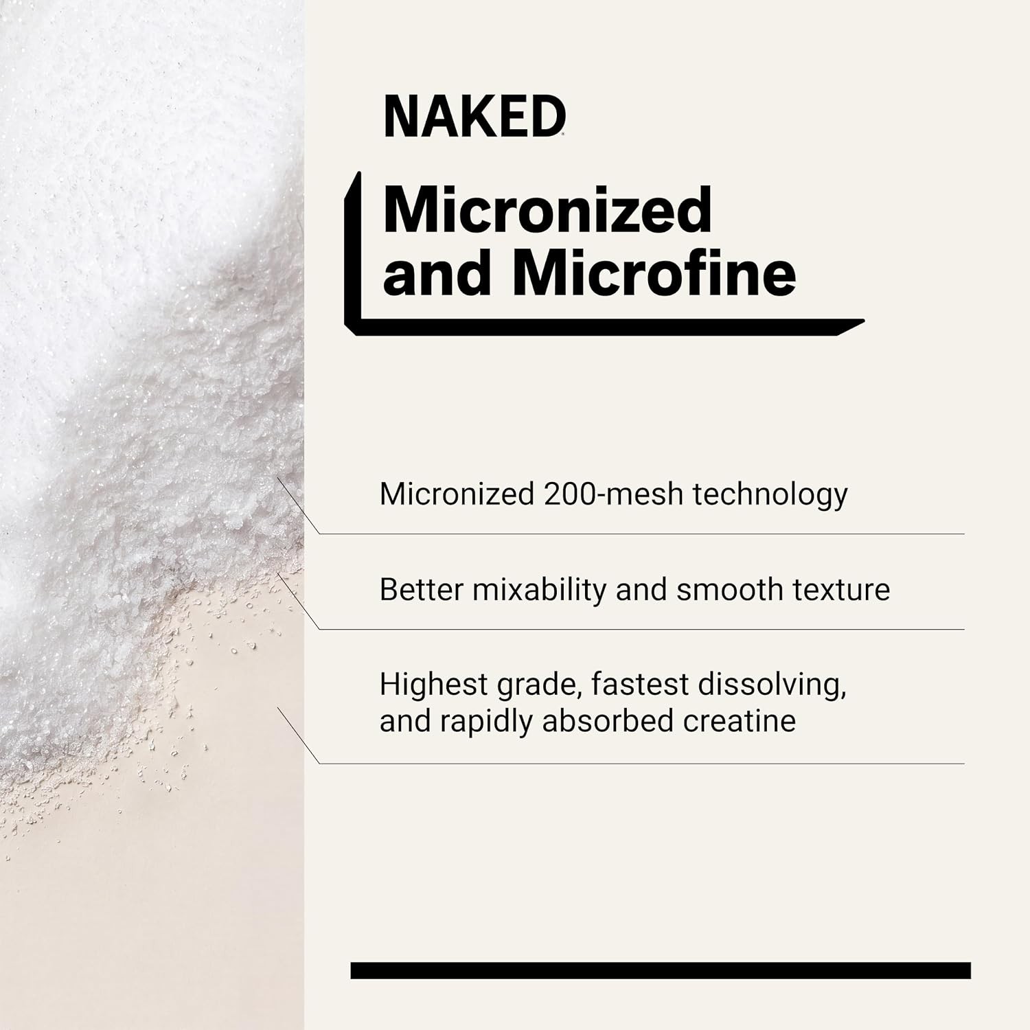 NAKED Pure Micronized Creatine Monohydrate Powder – NSF Certified, Unflavored, 5