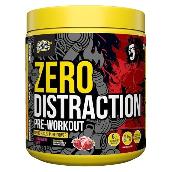 Zero Distraction Pre Workout Powder Laser Focus+ Energy 200mg Caffeine 6g (338g)