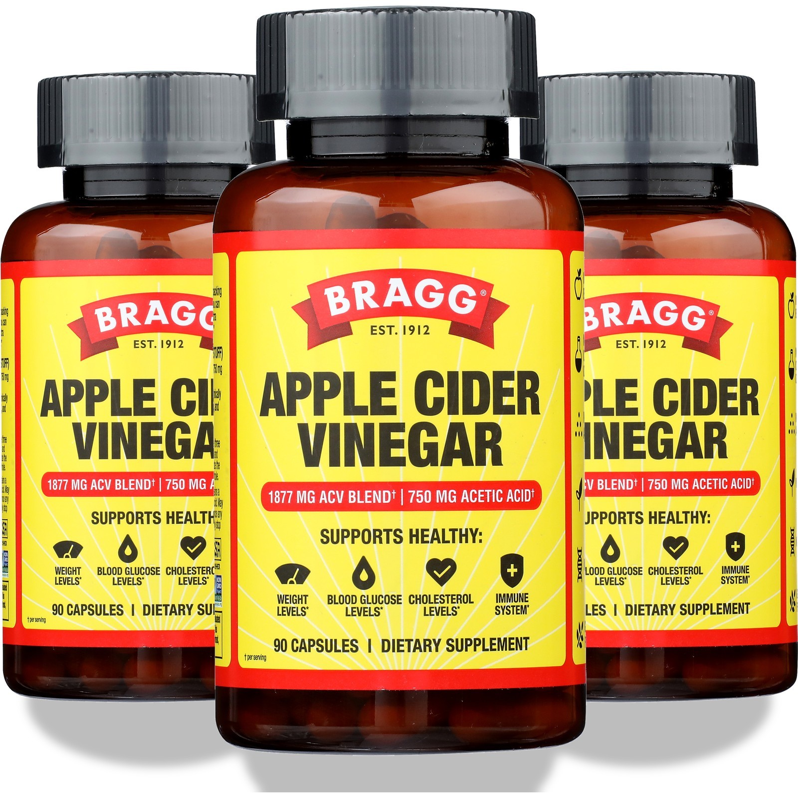 Bragg Apple Cider Vinegar Capsules 90 Count 3 3 Pack