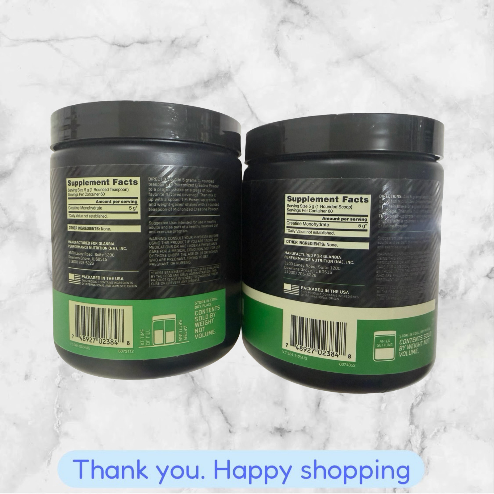 FOR 2 Optimum Nutrition Micronized Creatine Powder Unflavored 10.58oz Each NEW