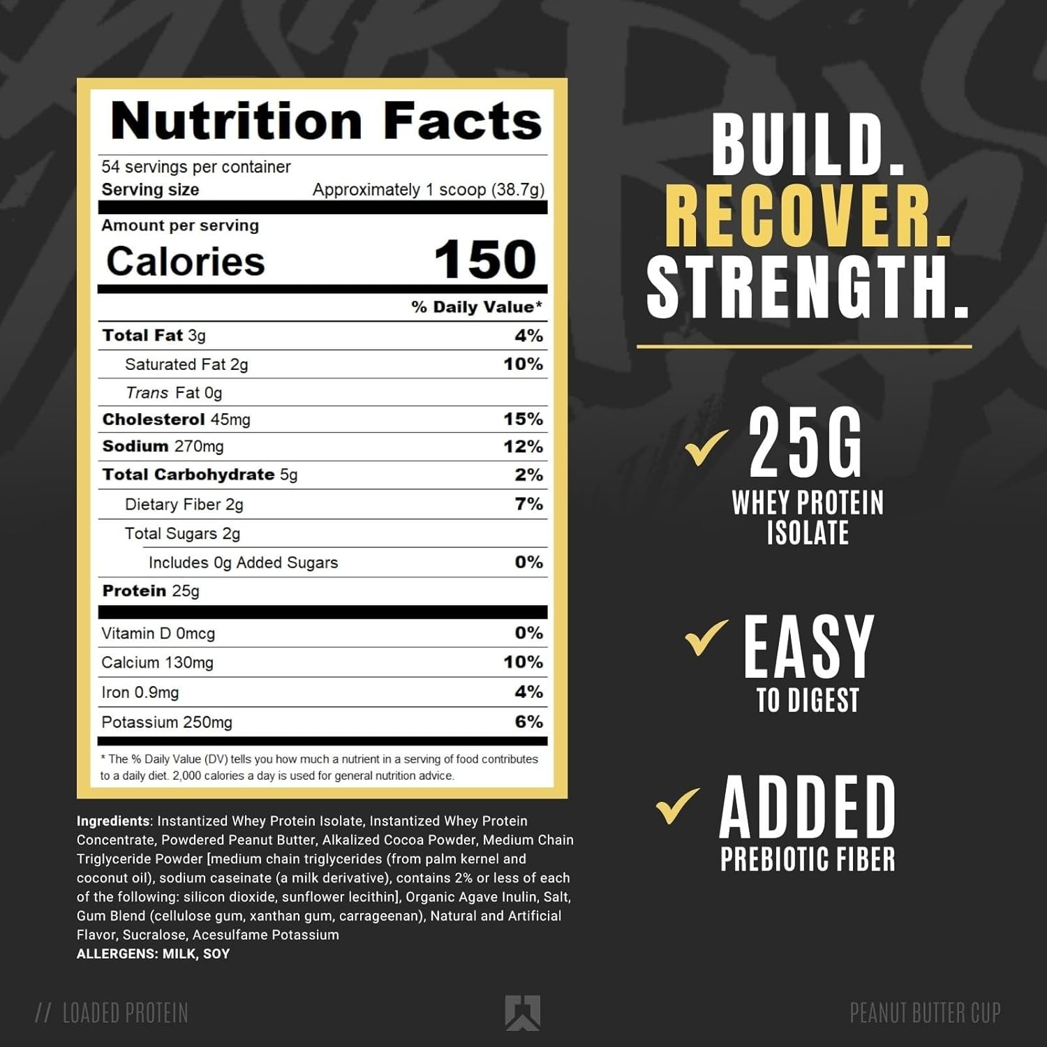 RYSE Loaded Protein Powder – Peanut Butter Cup – 54 Servings 4.6 Lb Pack of 3
