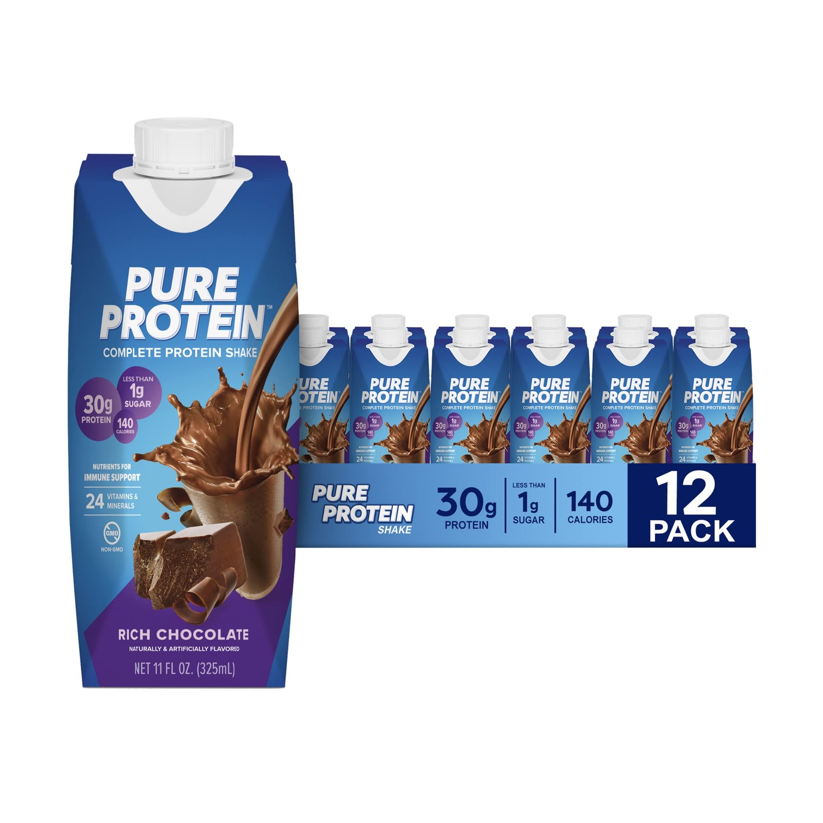 Pure Protein Shake Bundle – 24x11oz 30g Protein, Strawberry & Chocolate
