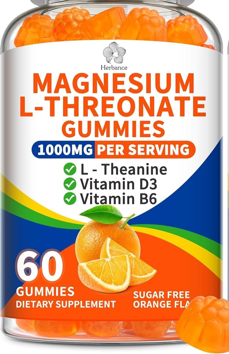 Magnesium L-threonate Gummies 1000mg for Kids & Adults, High Absorption
