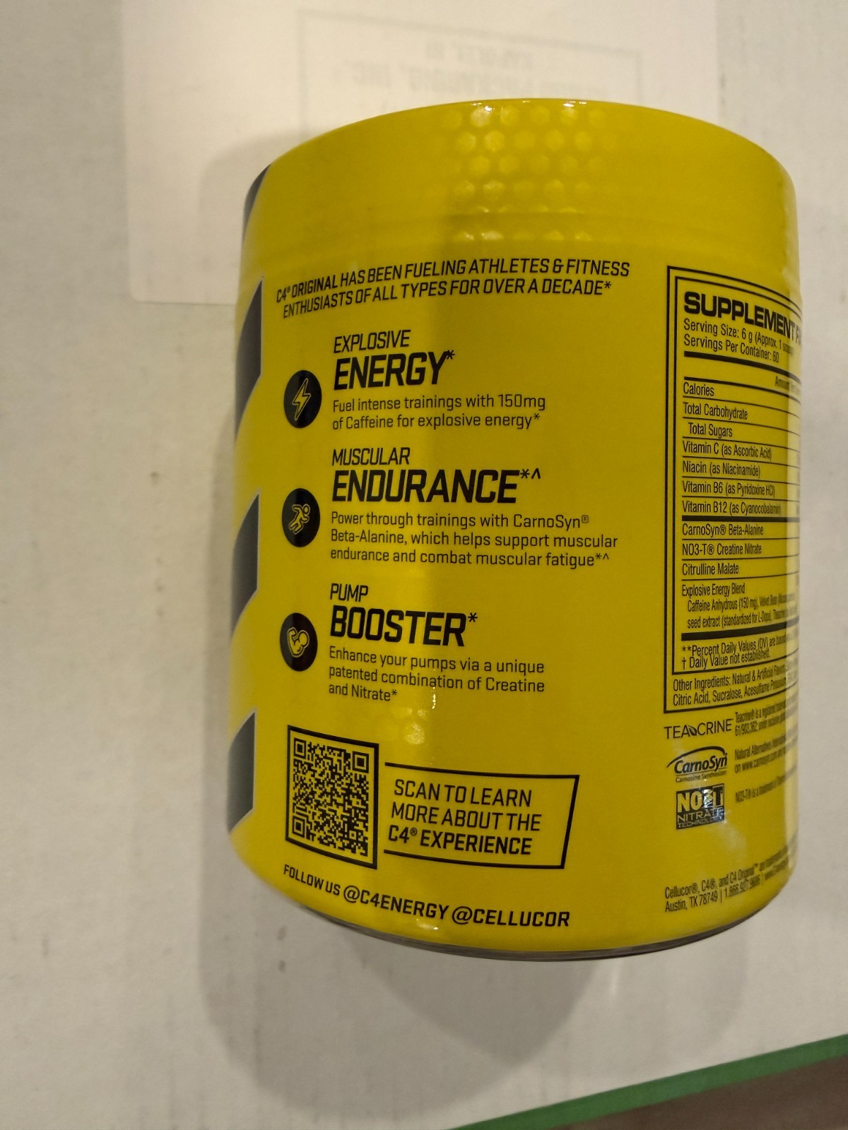 C4 Original Pre-Workout Fruit Punch 12.7oz 360g Energy Supplement