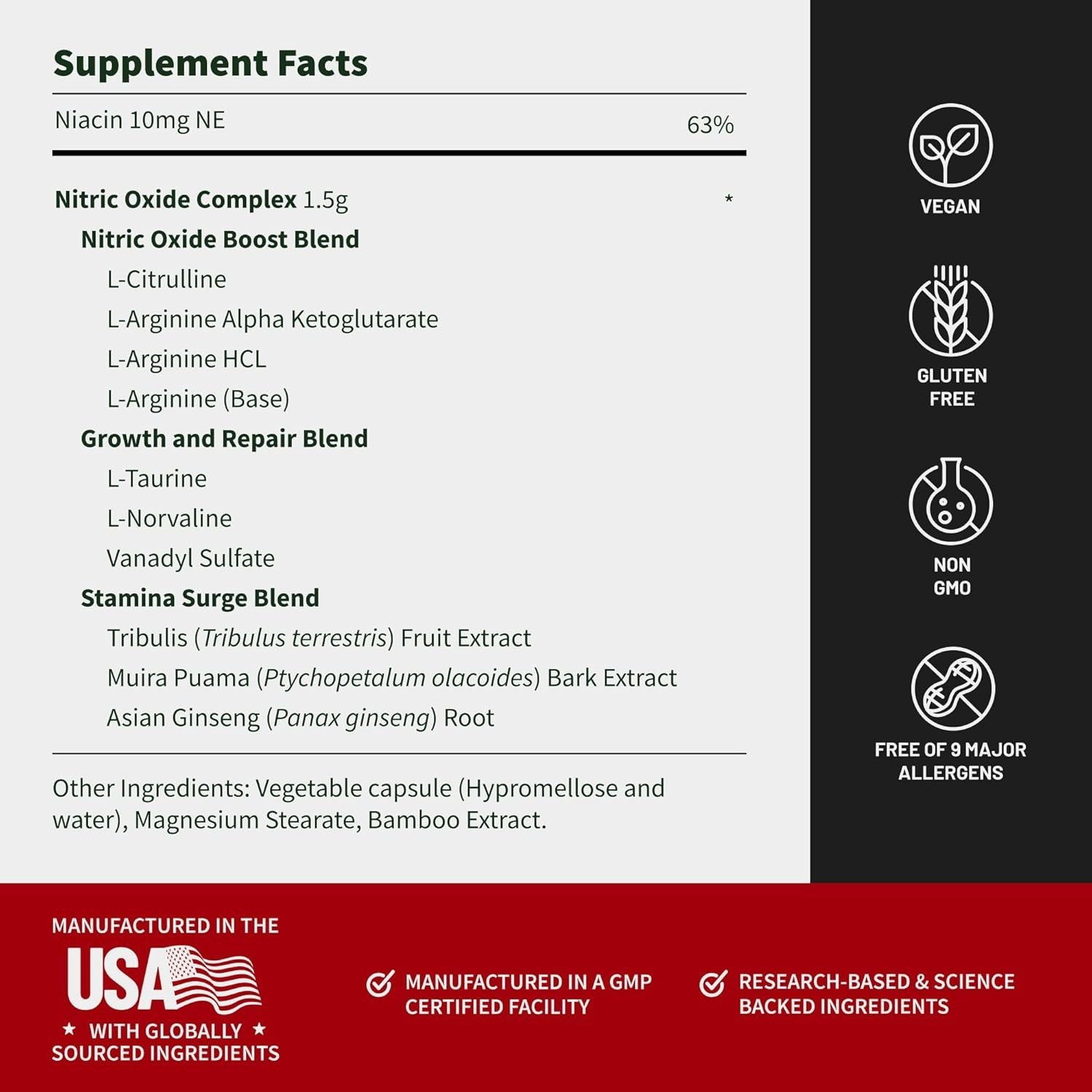 Natural Energy & Recovery Formula – 90 Capsules with Nitric Oxide Support