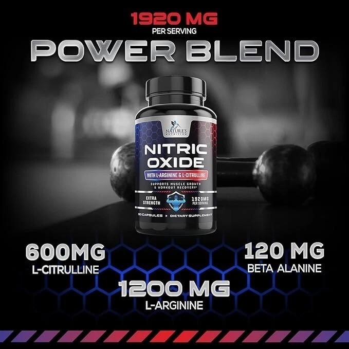 Nitric Oxide Booster 3000mg | 3X Extra Strength L-Arginine Capsules