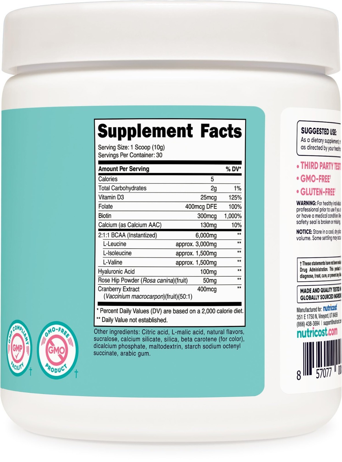 BCAA for Women – Peach Mango Flavor, 30 Servings, Gluten-Free, GMO-Free, Women’s