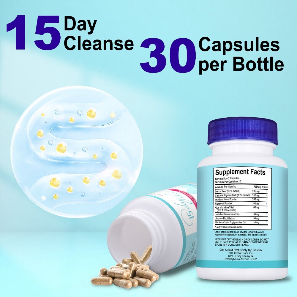 Advanced Slimming 15 Day Cleanse Colon Gut and Colon Support 30 Capsules New