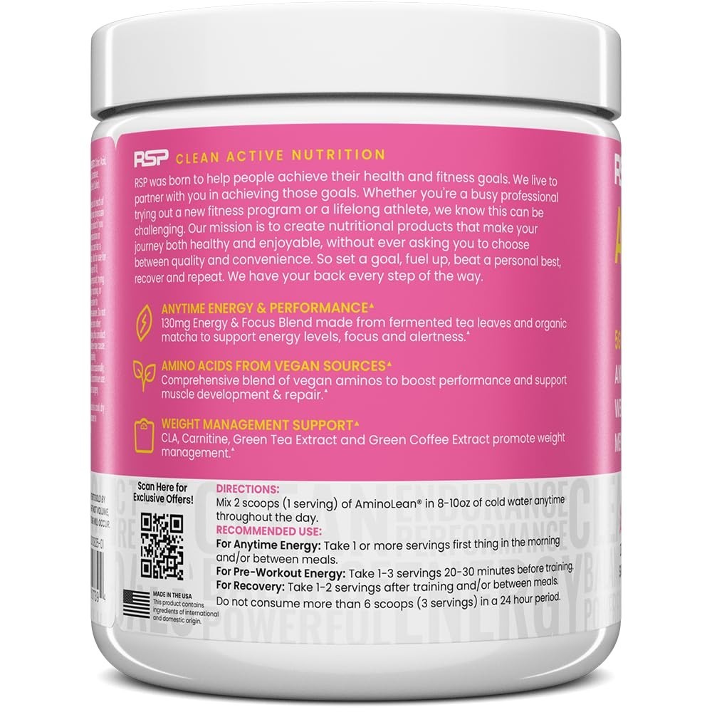 Vegan Pre Workout Powder – Natural Amino Energy, BCAA + EAA, Jitter-Free, Zero S