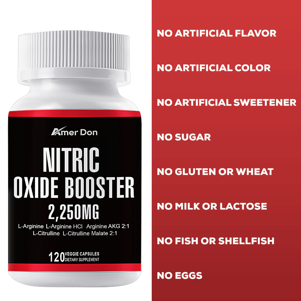 60 Nitric Oxide Booster Supplement w/ L-Arginine Premium Workout Muscle Capsule