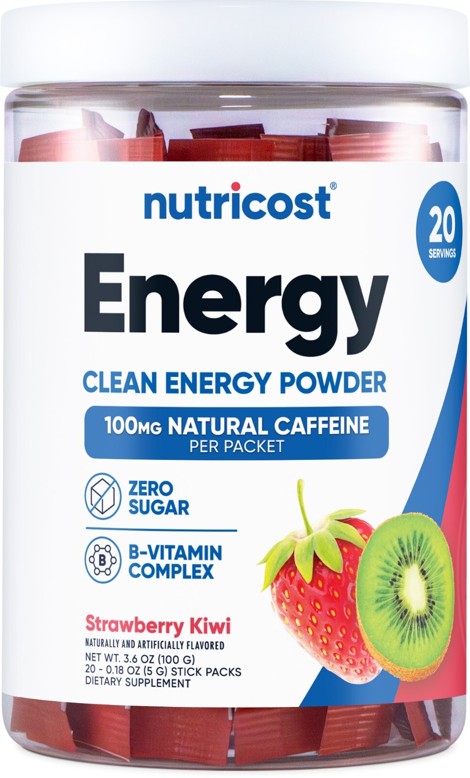 Nutricost Energy Complex Stickpack (20 servings) Strawberry Kiwi Flavored
