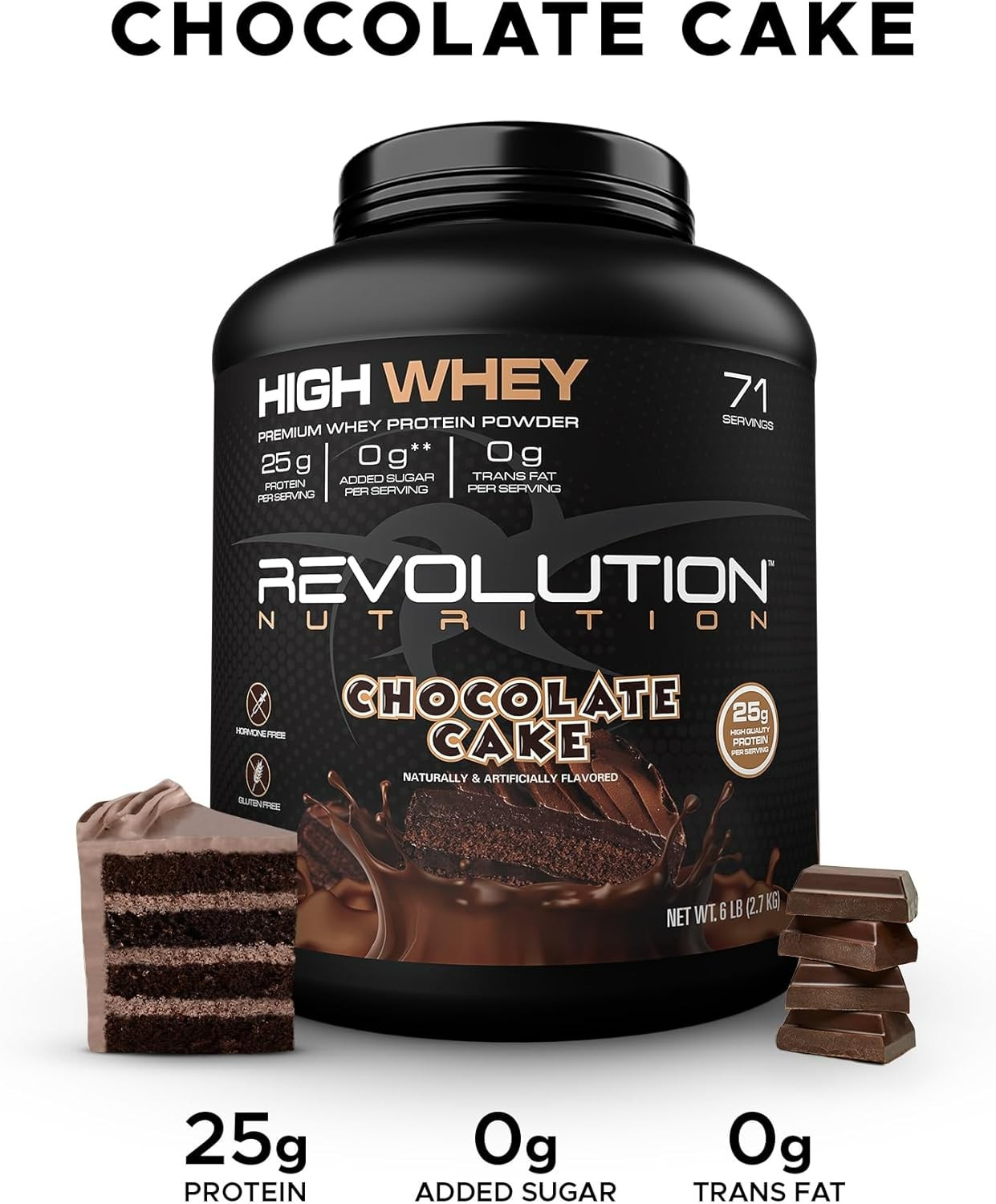 Revolution Nutrition High Whey Protein Powder 6LB Whey Isolate Gluten Free Le…