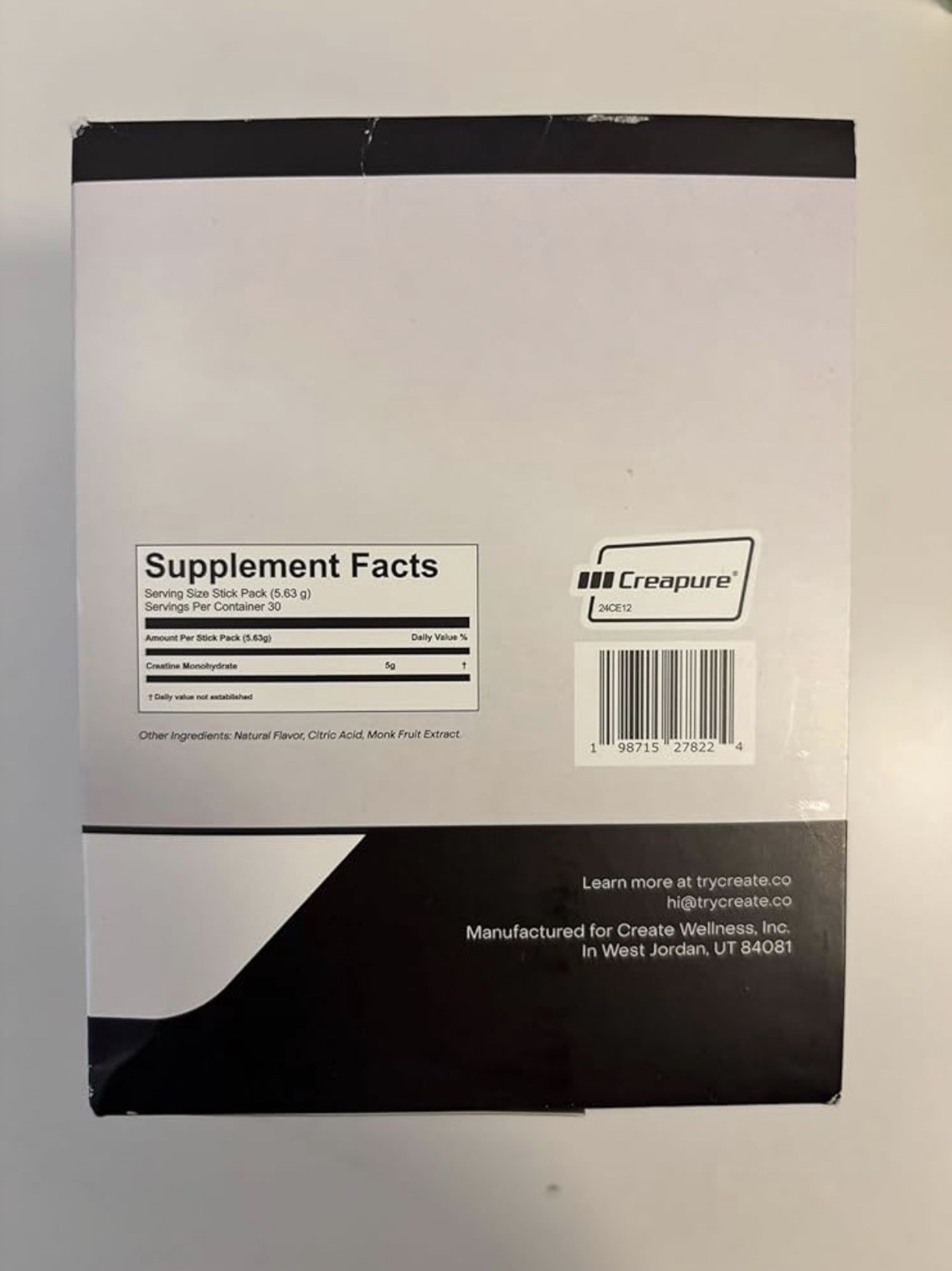 Create Single Serve Creatine Monohydrate Powder–30 PCS ea, 5.4g Exp.08/27