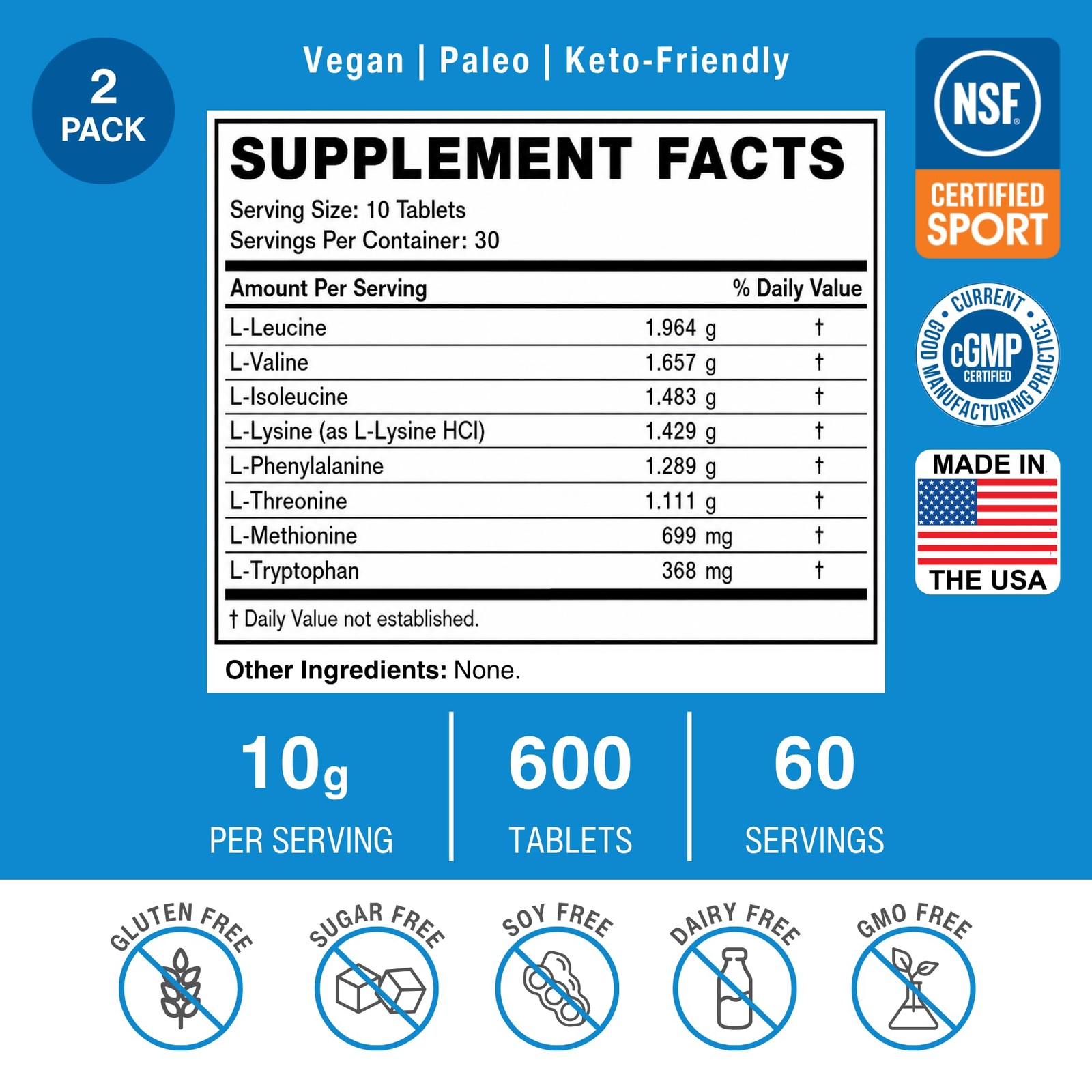 OptimalAmino Tablets Fitness Bundle (600 Count) | 99% Utilized Essential Amin…