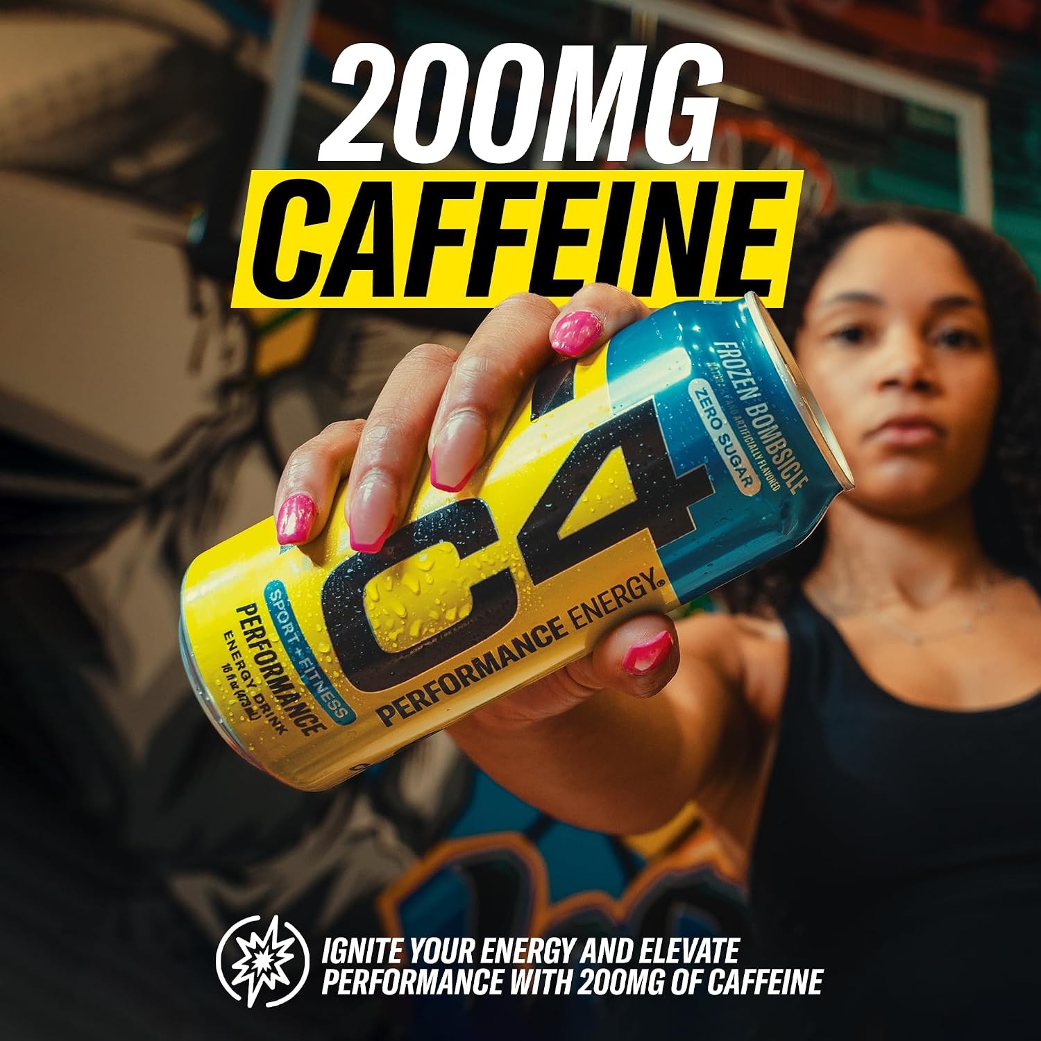 C4 Energy Drink Zero Sugar 200mg Caffeine 16 Fl Oz Midnight Cherry 12pk