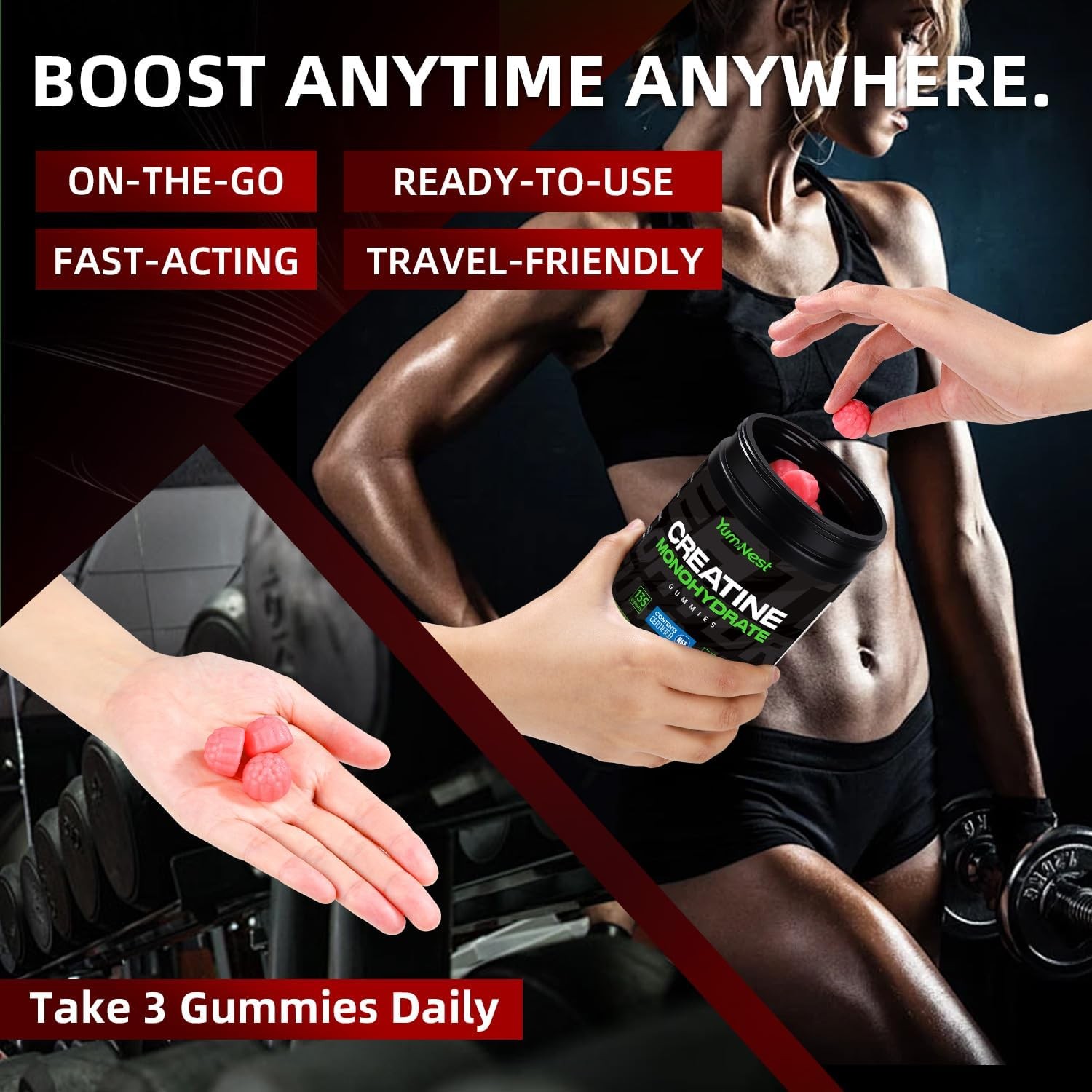 Creatine Gummies NSF Certified for Men & Women, 5000 MG Creatine Monohydrate Gum