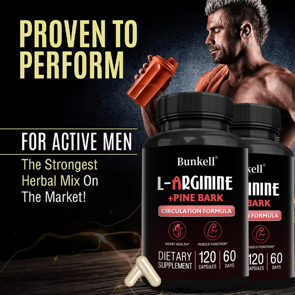 L-Arginine 1800mg Nitric Oxide, French Pine Bark, Supports Muscle Heart Health
