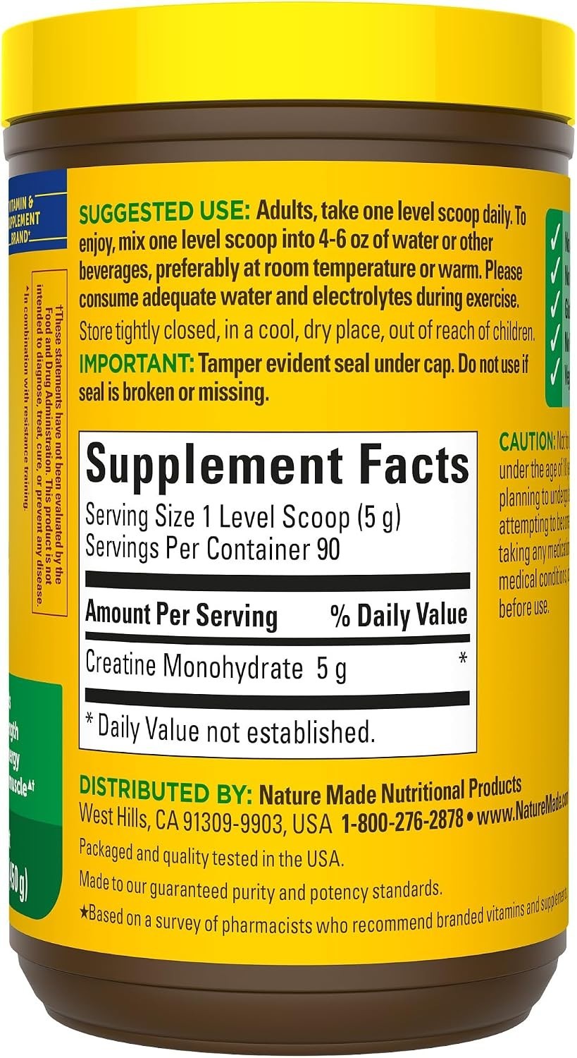 Micronized Creatine Monohydrate Powder 5g per Serving, 450 g | Unflavored Dri…