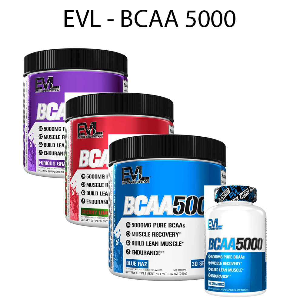 EVL Evlution Nutrition BCAA 5000 30 Servings Build Muscle – ALL Flavors & Sizes
