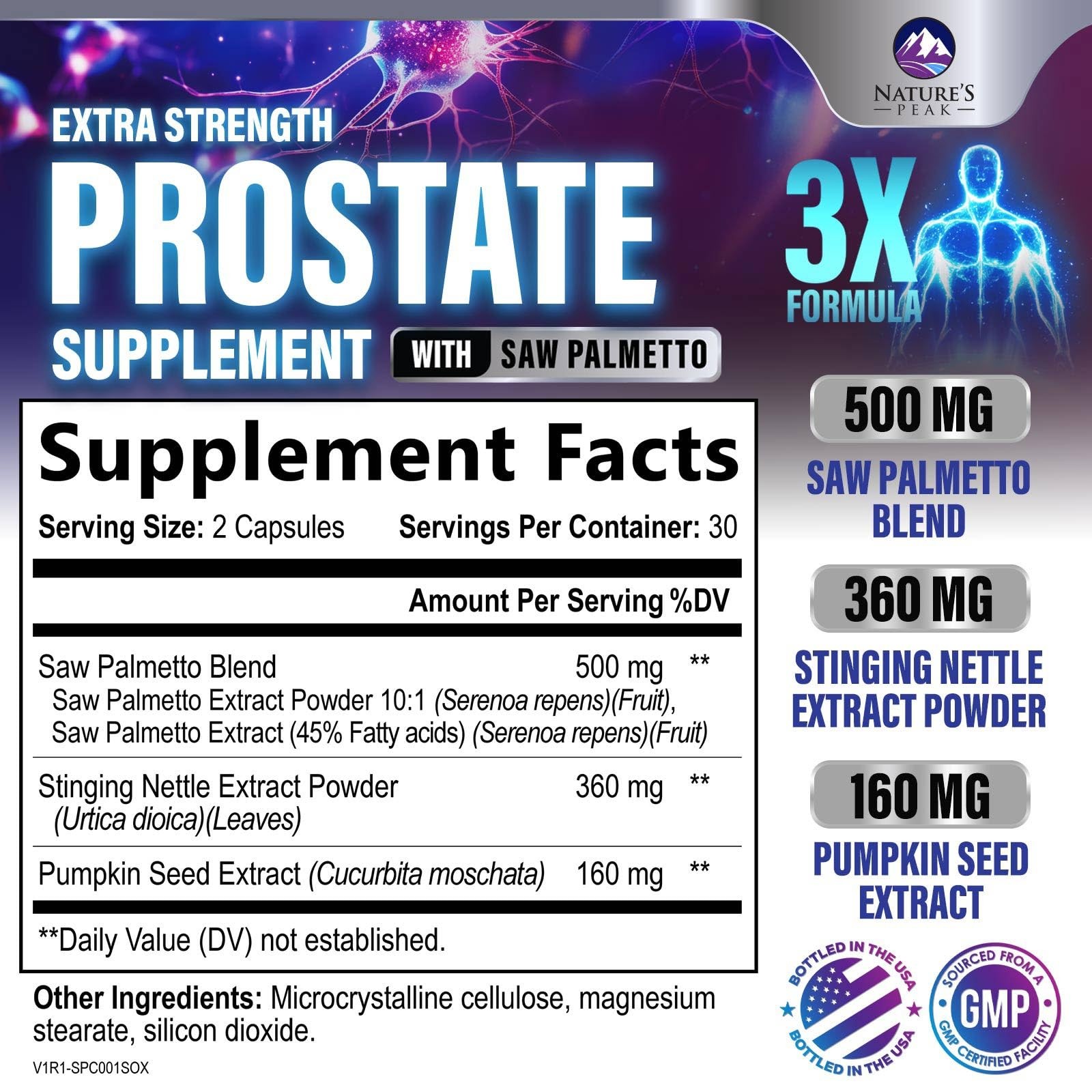 Prostate Health Supplements for Men 1000mg – 3X Strength 60 Count (Pack of 1)