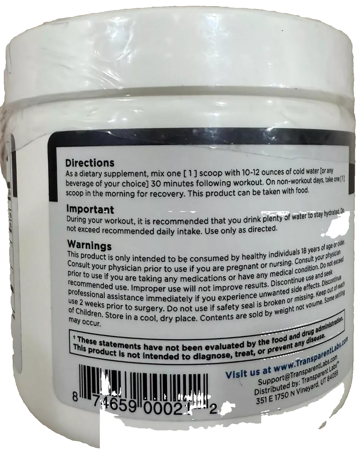 Creatine Monohydrate HMB Blue Raspberry 297g Transparent Labs EXP2026+ NEW