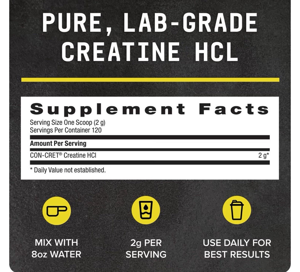 BEYOND RAW Chemistry Labs Creatine HCl Powder Muscle Performance 120 Servings