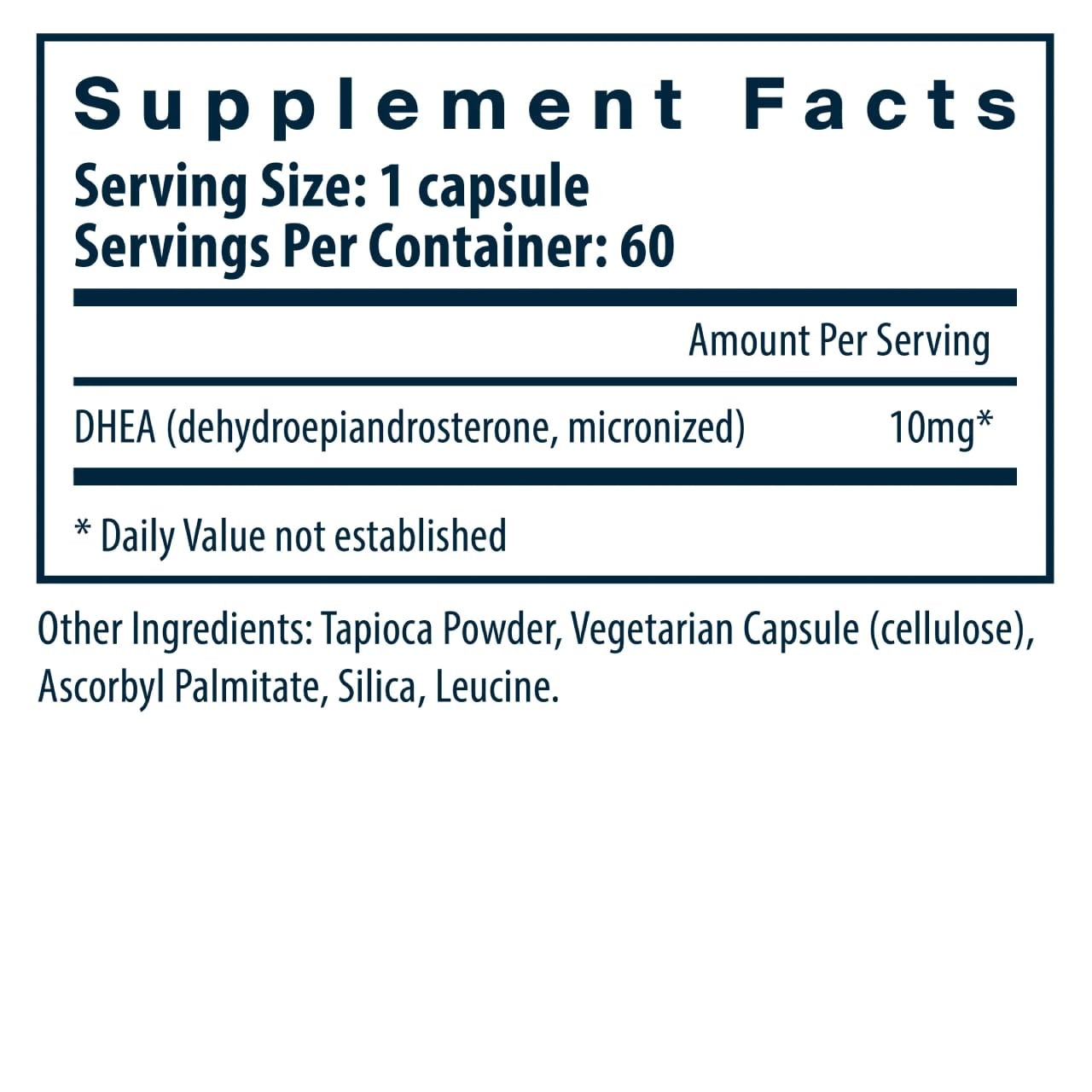 Vital Nutrients DHEA 10mg – Vegan Micronized 60 Count (Pack of 1)