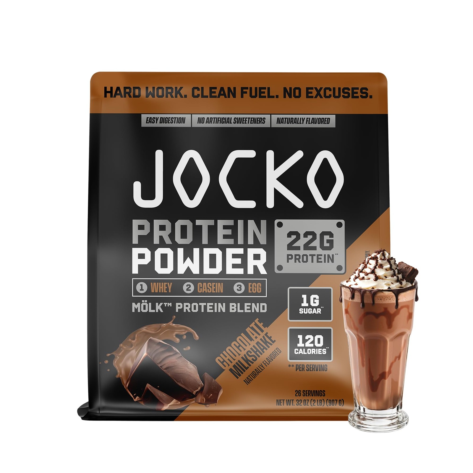 Whey Protein Powder, Chocolate Milkshake, 22g Protein, Digestive Enzymes _ SALE