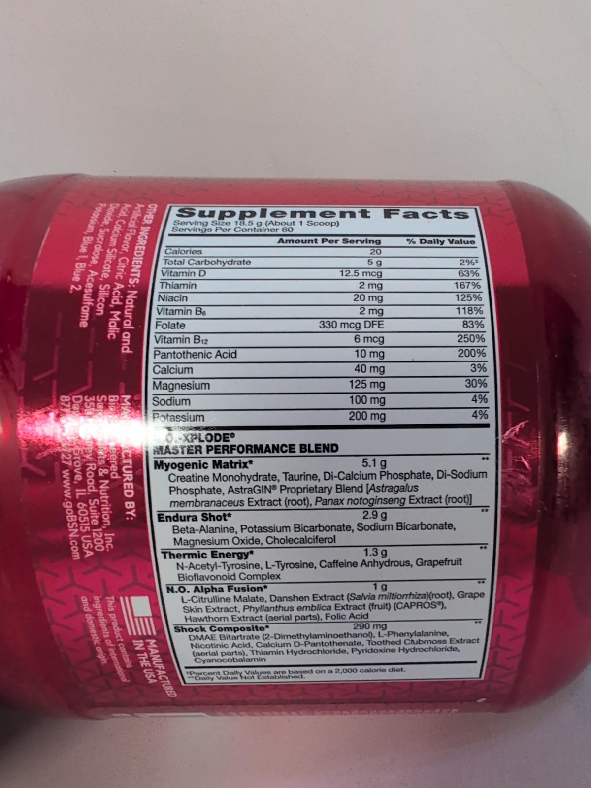 *2026-8-20* BSN N.O.-XPLODE Pre Workout Blue Raz 60 Servings w/ Creatine & Beta