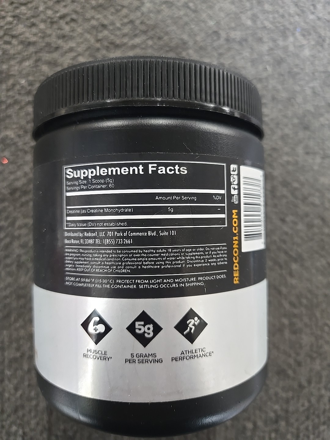 REDCON1 CREATINE MONOHYDRATE Muscle Recovery 60 Servings 5G Per Serving