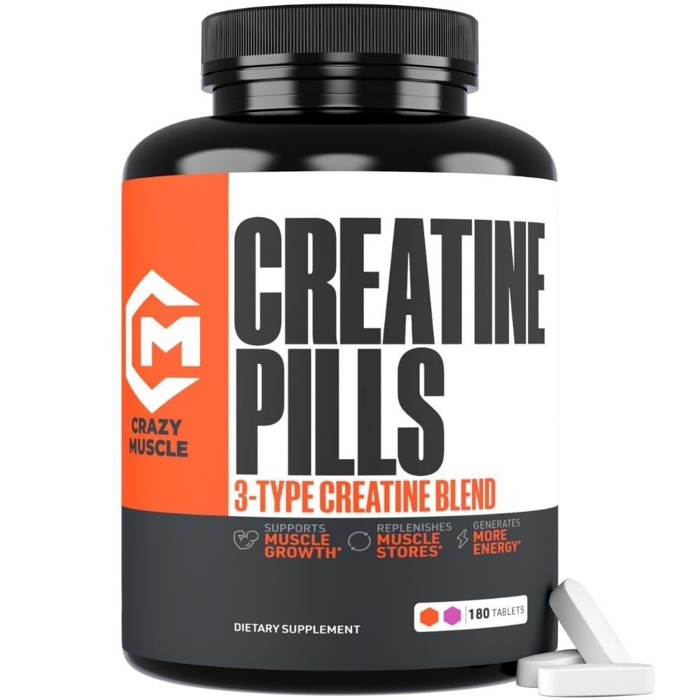 Crazy Muscle Creatine Pills 5g Monohydrate Pre Workout Muscle Gainer