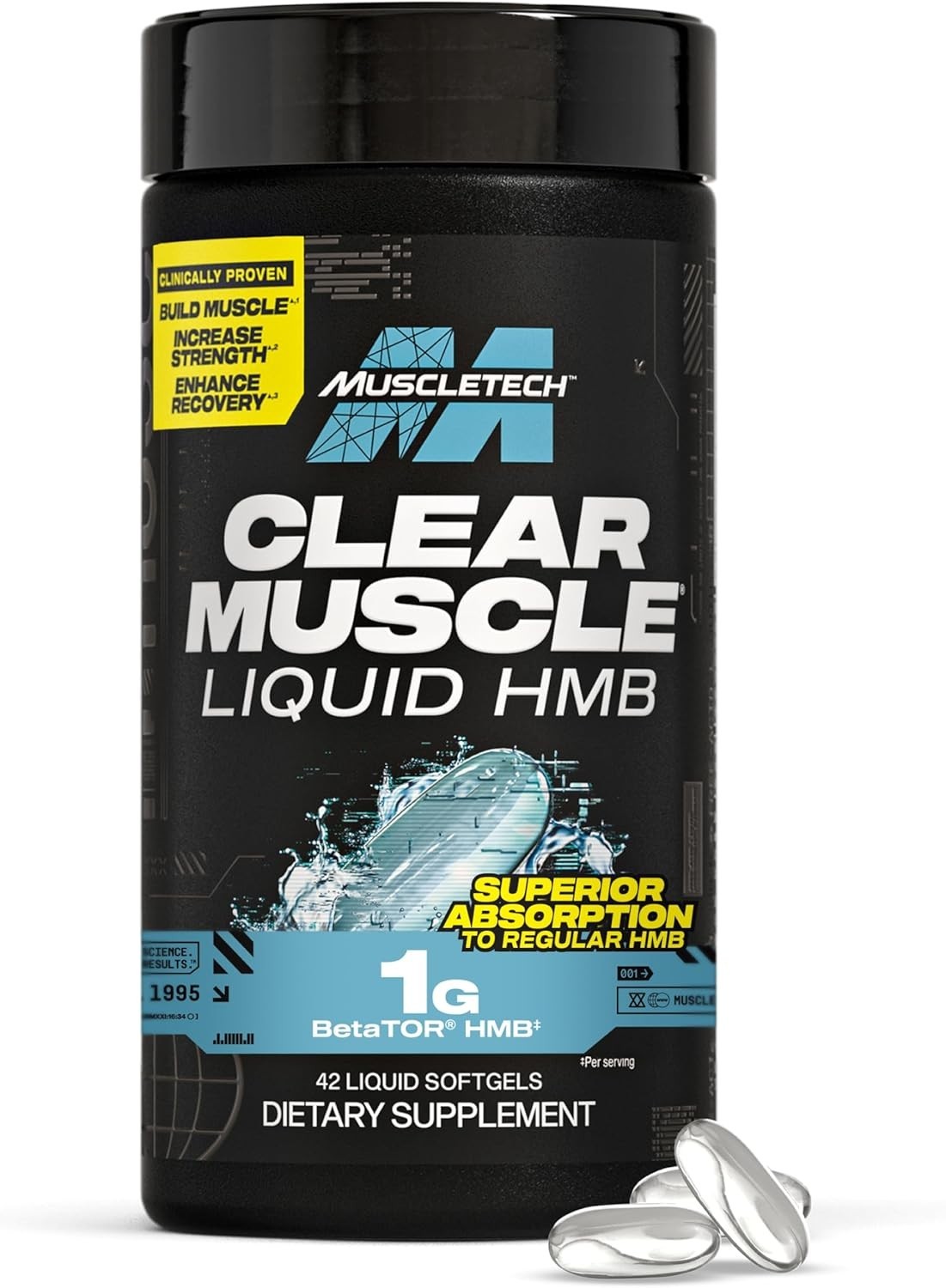 HMB Supplements 1000Mg, Clear Muscle (42 Liquid Softgels) – Highest Grade HMB fo