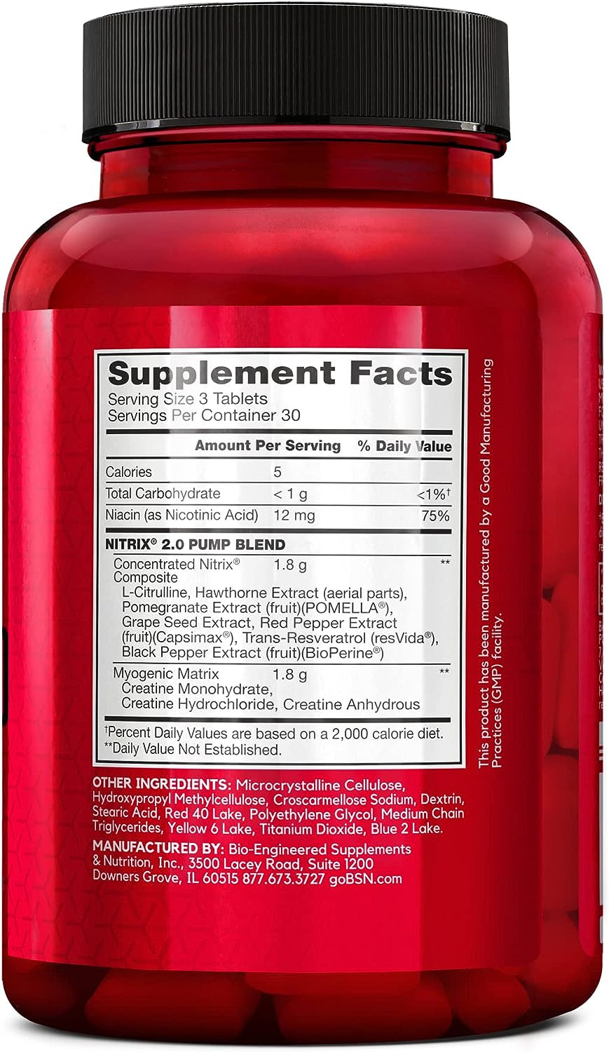 NITRIX 2.0, Workout Supplement, Nitric Oxide Precursors, 3G Creatine, 3G L Citru