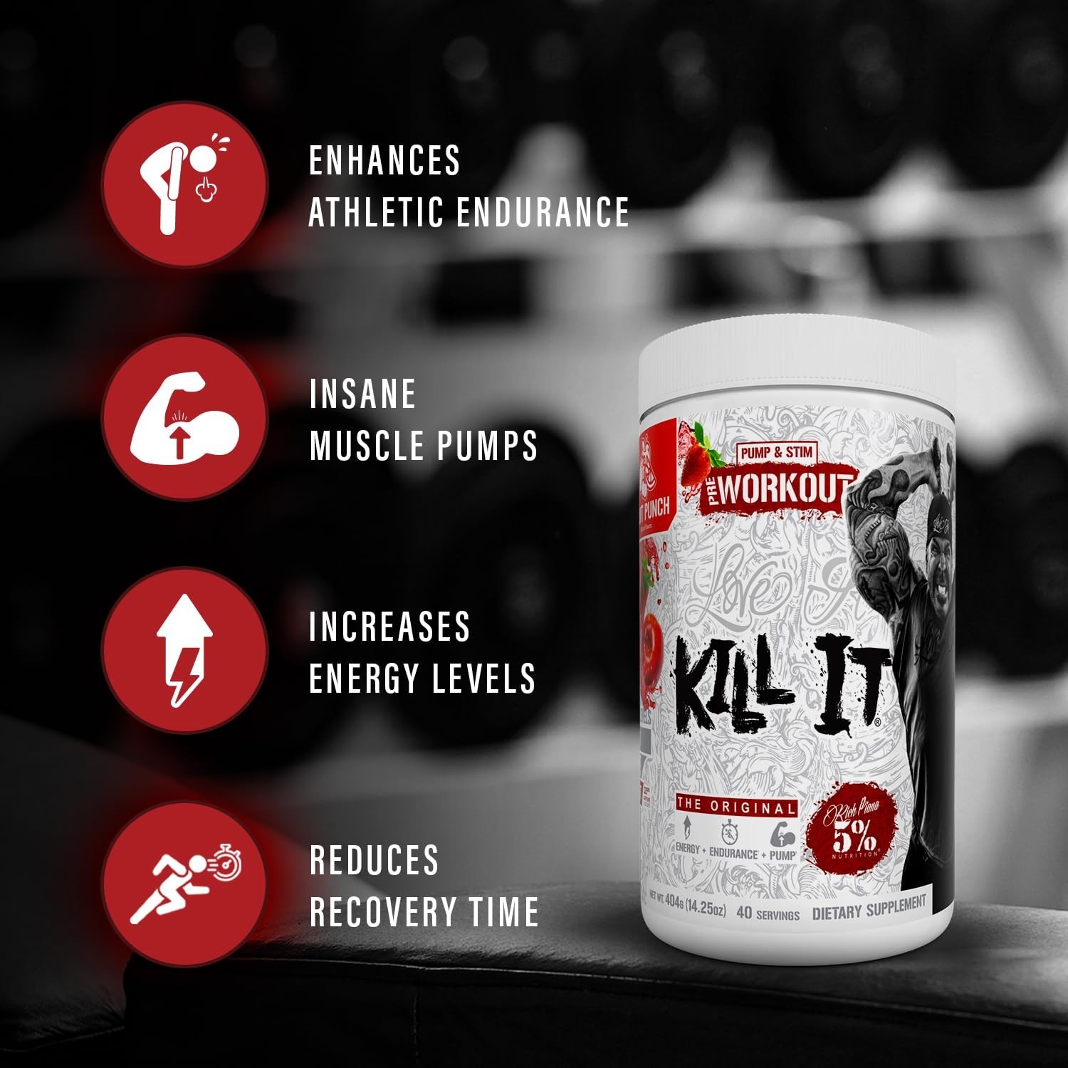 Pre Workout Powder with Creatine, Caffeine, Beta Alanine & Glycerol – 14.11 oz,
