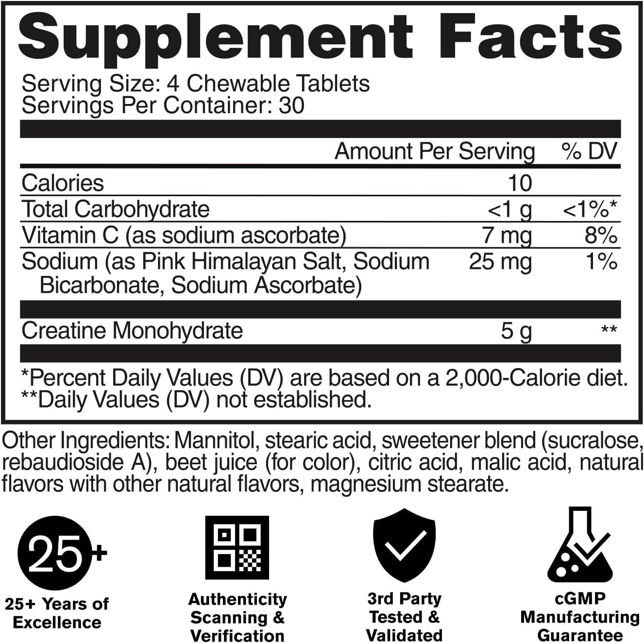 GAT SPORT Creatine Chews, Zero Sugar, 5g Pure Creatine 30 Servings (Fruit Punch)