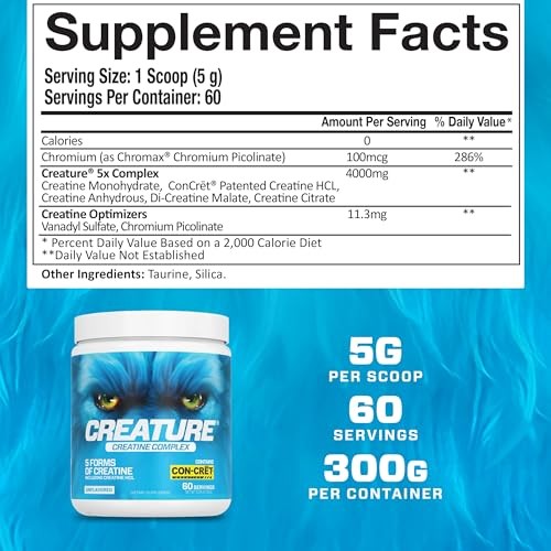 Creatine Complex Powder 5 Types Monohydrate HCL 300g 60 Servings