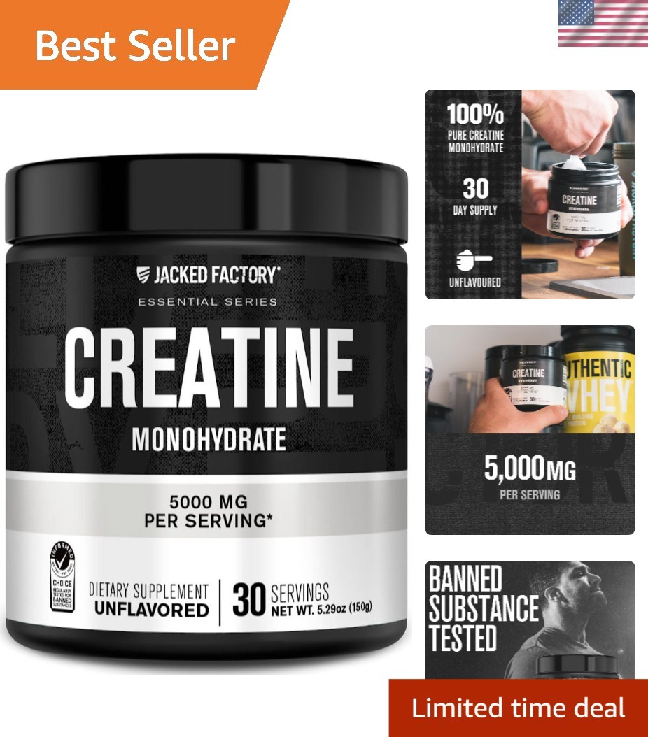 Unflavored 150g Creatine Monohydrate Powder – 5g Daily, Third-Party Tested