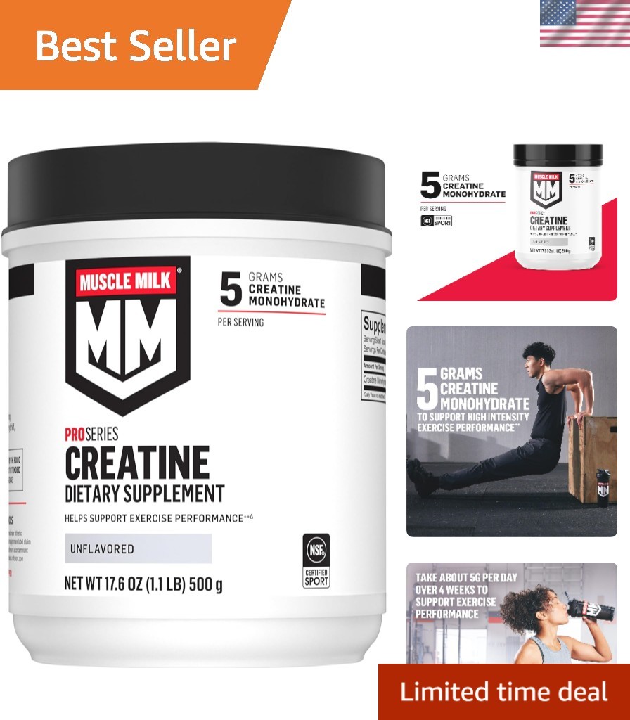 NSF Certified Muscle Milk Creatine Powder, 5g Creatine Monohydrate, 100 Servings