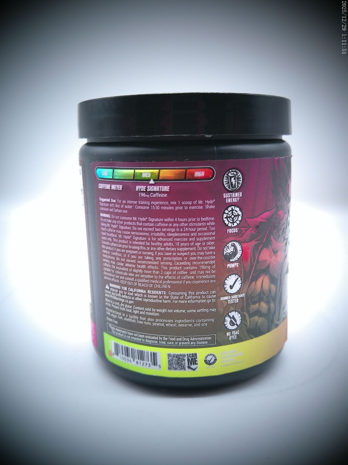 Prosupps Hyde Signature Watermelon Pre Workout, 7.6 Oz., 30 Servings, Exp 10/26+