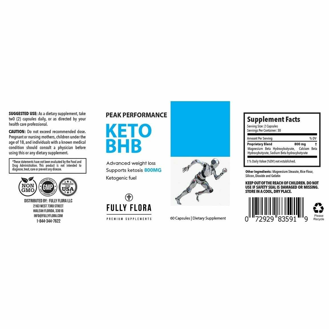 Keto BHB Diet 800mg Ketosis Support Quick Slimming 60 Caps Free Shipping