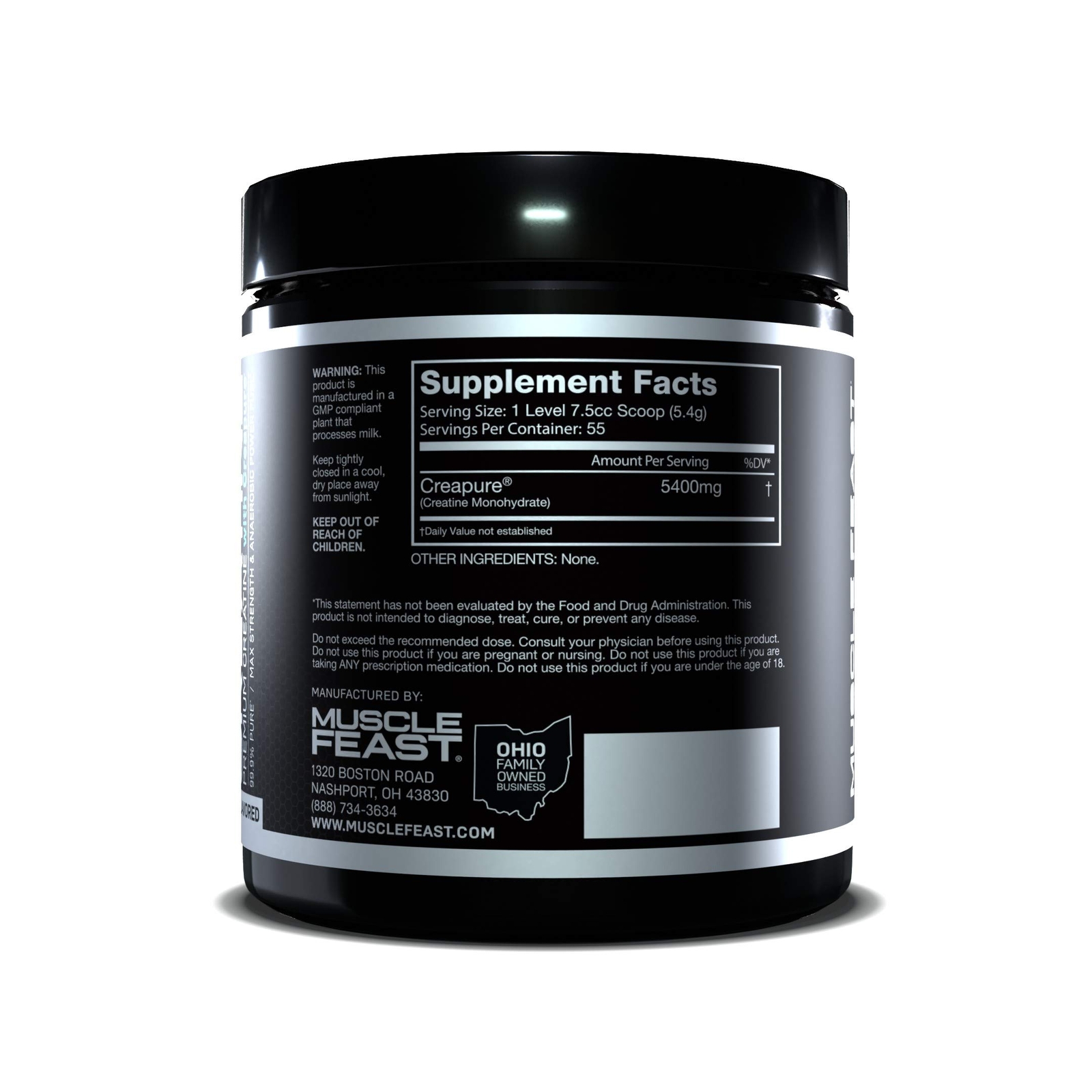 Muscle Feast Creapure Creatine Monohydrate Powder Keto Gluten-Free 300G