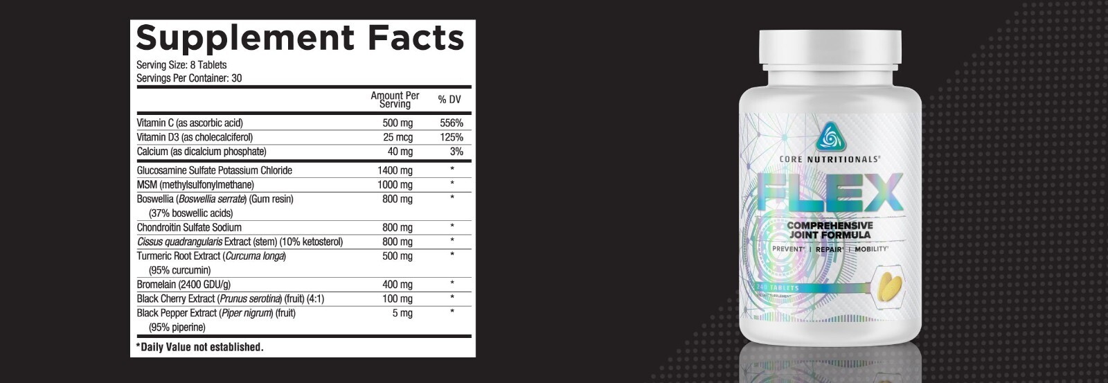 Core Nutritionals Flex Platinum Comprehensive Joint Health – 240 Tablets