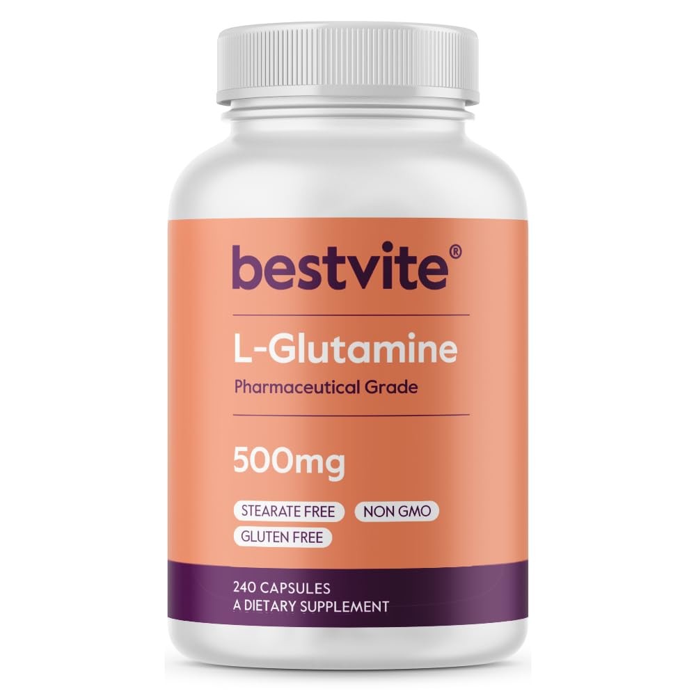 BESTVITE LGlutamine 500mg per Capsule 240 Capsules No Dicalcium Phosphate N…