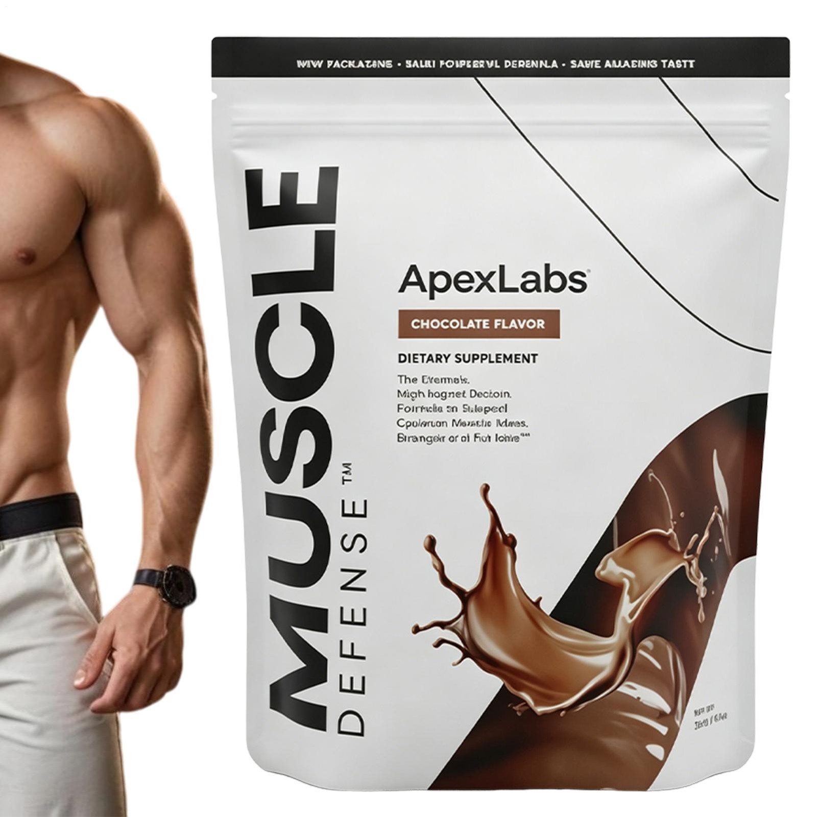 APEX LABS MUSCLE DEFENSE CHOCOLATE FLAVOR – 8.57 OZ – EXP 02/27 – NEW PACKING
