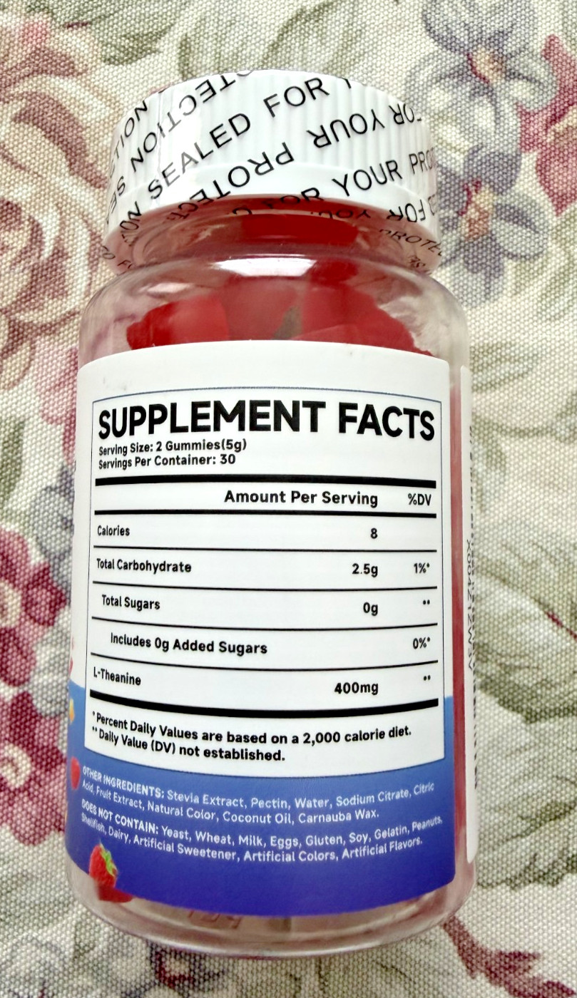 MEENCCD L-Theanine Gummies 400mg, Sugar-Free L-Theanine Supplement for Focus