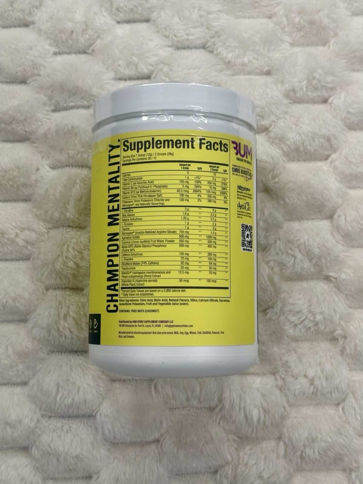 BUM RAW Thavage Pre – Workout *Blackberry Lemonade Powder* 13.76 OZ. Exp: 06/27